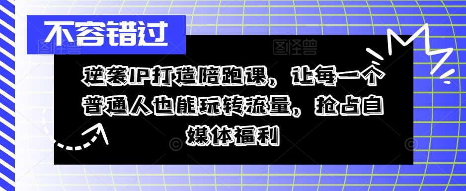 逆袭IP打造陪跑课，让每一个普通人也能玩转流量，抢占自媒体福利-九洲网