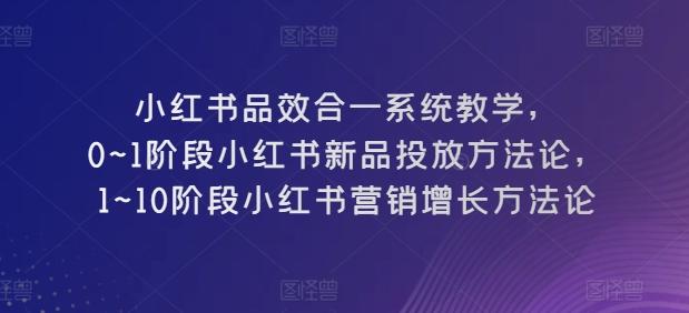 小红书品效合一系统教学，​0~1阶段小红书新品投放方法论，​1~10阶段小红书营销增长方法论-九洲网