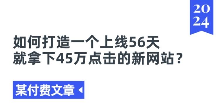 某付费文章《如何打造一个上线56天就拿下45万点击的新网站?》-九洲网