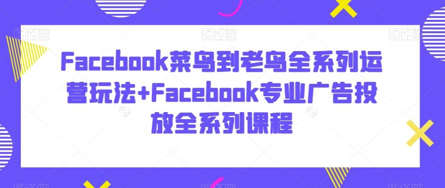Facebook菜鸟到老鸟全系列运营玩法+Facebook专业广告投放全系列课程-九洲网