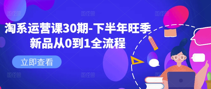 淘系运营课30期-下半年旺季新品从0到1全流程-九洲网