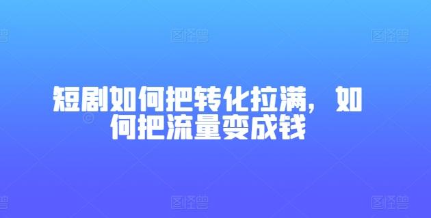 短剧如何把转化拉满，如何把流量变成钱-九洲网