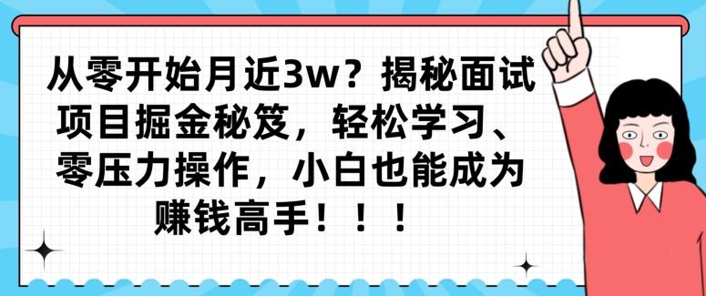 从零开始月近3w？揭秘面试项目掘金秘笈，轻松学习、零压力操作，小白也能成为赚钱高手-九洲网