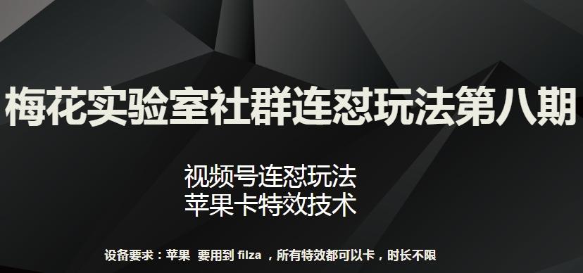 梅花实验室社群连怼玩法第八期，视频号连怼玩法 苹果卡特效技术【揭秘】-九洲网