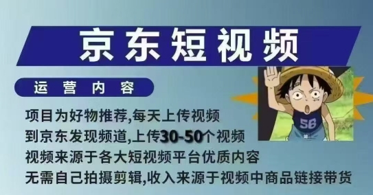 京东短视频带货课，无需自己拍摄剪辑，保姆式教学，两天快速上手-九洲网