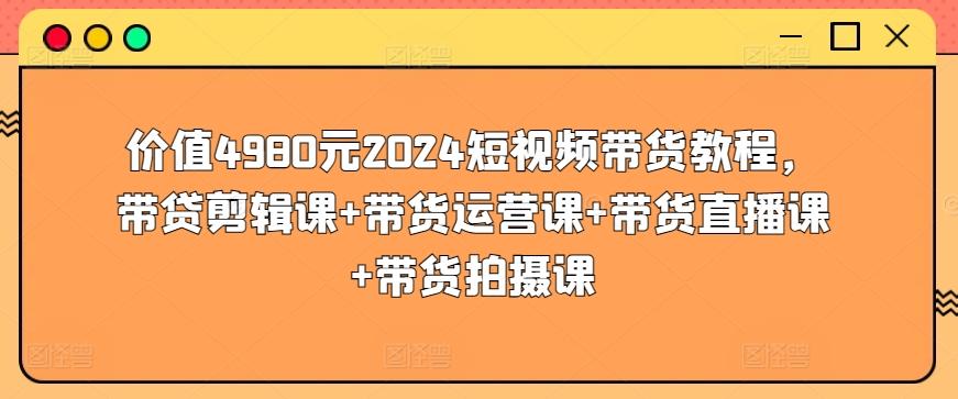 价值4980元2024短视频带货教程，带贷剪辑课+带货运营课+带货直播课+带货拍摄课-九洲网