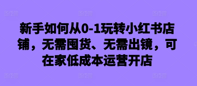 新手如何从0-1玩转小红书店铺，无需囤货、无需出镜，可在家低成本运营开店-九洲网