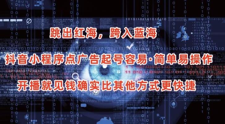 抖音小程序点广告项目，起号容易，简单易操作，开播就见有收益【揭秘】-九洲网