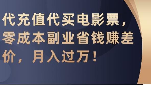 代充值代买电影票，零成本副业省钱赚差价，月入过万【揭秘】-九洲网