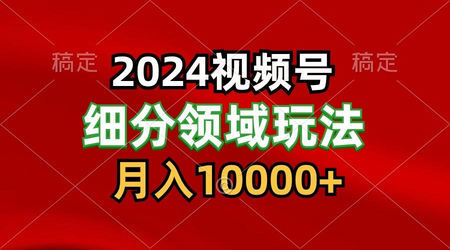 2024视频号分成计划细分领域玩法，每天5分钟，月入1W+-九洲网