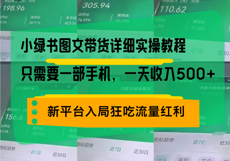小绿书图文带货详细实操教程，只需要一部手机，一天收入500+，轻松变现-九洲网