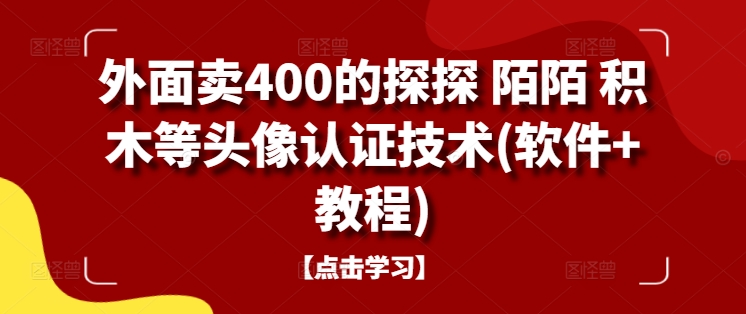 外面卖400的探探 陌陌 积木等头像认证技术(软件+教程)-九洲网