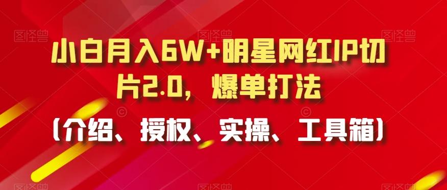 小白月入6W+明星网红IP切片2.0，爆单打法(介绍、授权、实操、工具箱)【揭秘】-九洲网