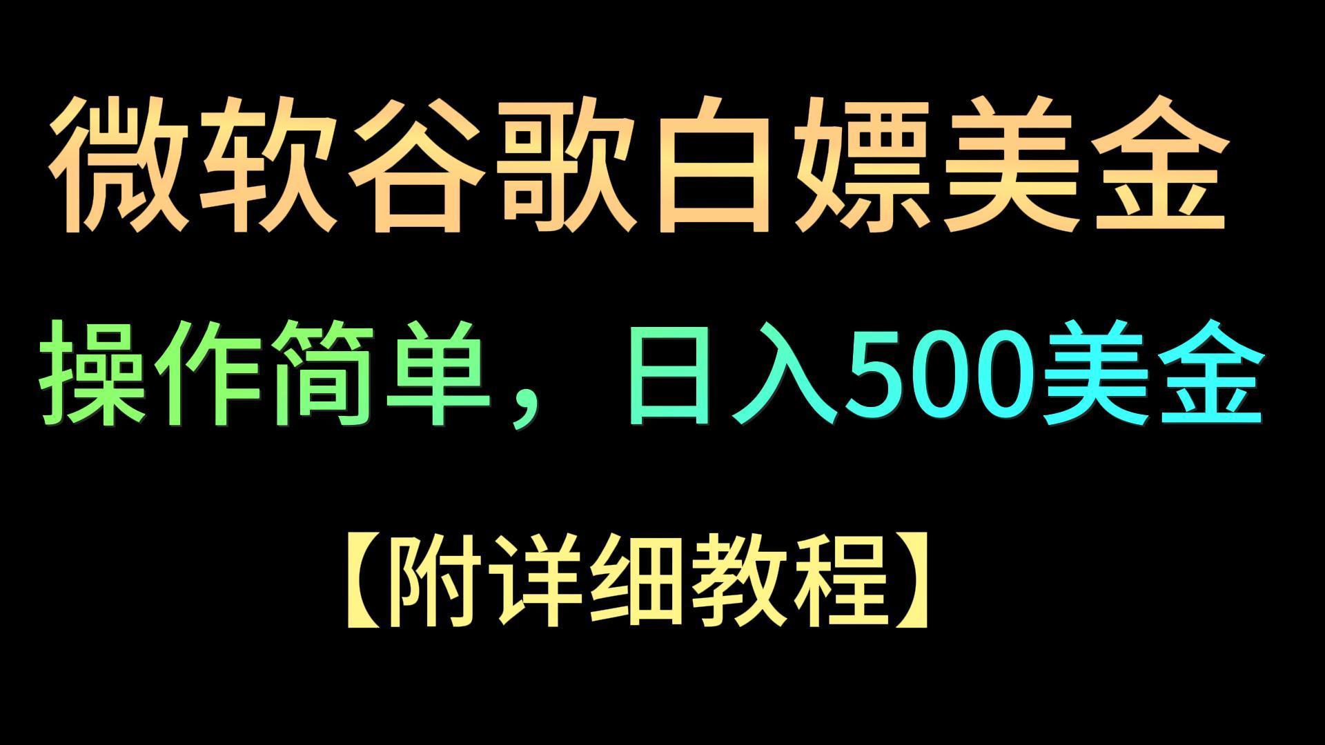 微软谷歌项目3.0，轻松日赚500+美金，操作简单，小白也可轻松入手！-九洲网