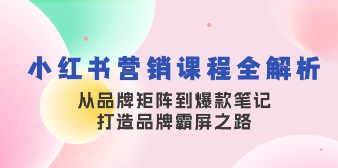 小红书营销课程全解析，从品牌矩阵到爆款笔记，打造品牌霸屏之路-九洲网