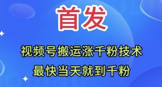 全网首发：视频号无脑搬运涨千粉技术，最快当天到千粉【揭秘】-九洲网