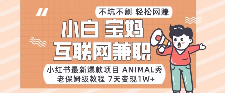 小红书最新爆款项目Animal秀，老保姆级教程，7天变现1w+【揭秘】-九洲网