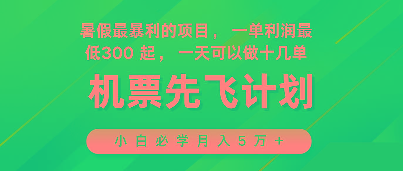 2024暑假最赚钱的项目，市场很大，一单利润300+，每天可批量操作-九洲网