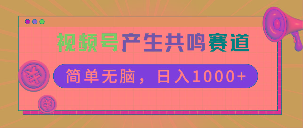 2024年视频号，产生共鸣赛道，简单无脑，一分钟一条视频，日入1000+-九洲网