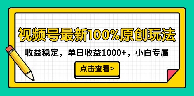 视频号最新100%原创玩法，收益稳定，单日收益1000+，小白专属-九洲网