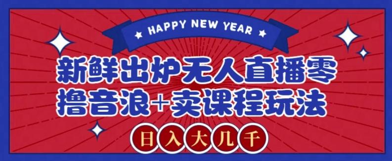 2024最新无人直播零撸音浪+卖课程玩法，日入大几千不是梦【揭秘】-九洲网