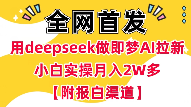 用deepseek做即梦Ai拉新 小白实操月入过W+【附报白渠道】-九洲网