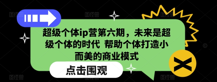 超级个体ip营第六期，未来是超级个体的时代  帮助个体打造小而美的商业模式-九洲网