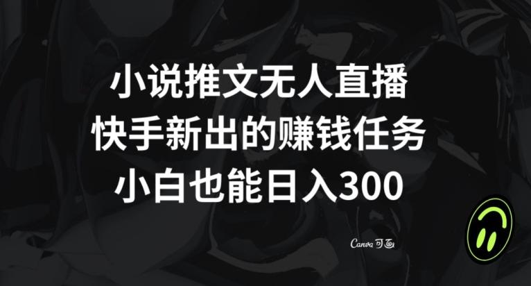 小说推文无人直播，快手新出的赚钱任务，小白也能日入300+【揭秘】-九洲网