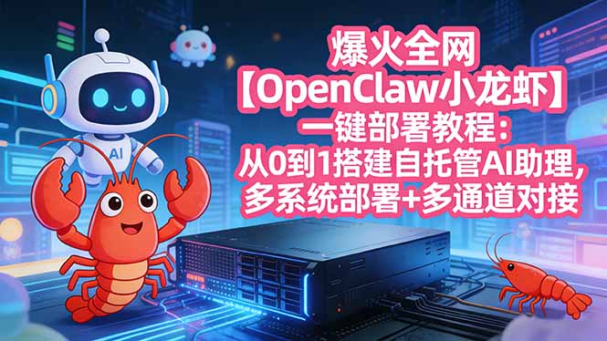 爆火全网【OpenClaw 小龙虾】一键部署教程：从0到1搭建自托管AI助理，多系统部署+多通道对接-九洲网