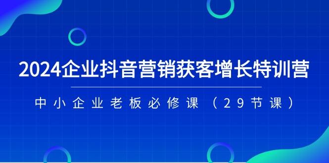 2024企业抖音-营销获客增长特训营，中小企业老板必修课(29节课-九洲网
