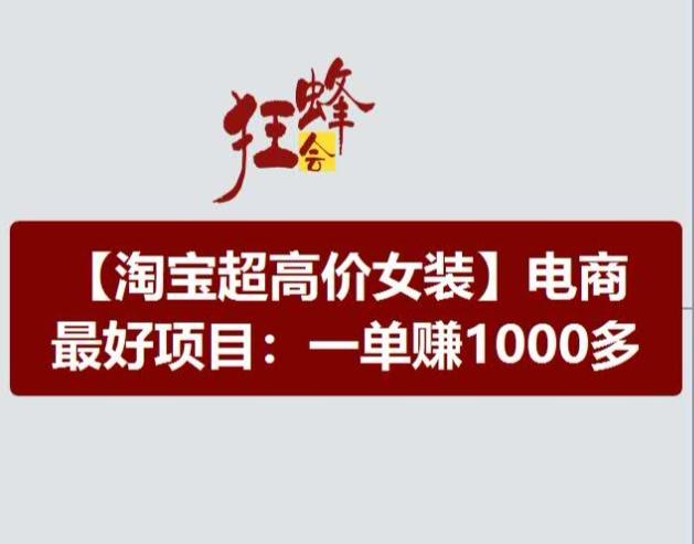 淘宝超高价女装项目，电商最好赛道，一单赚1000多-九洲网