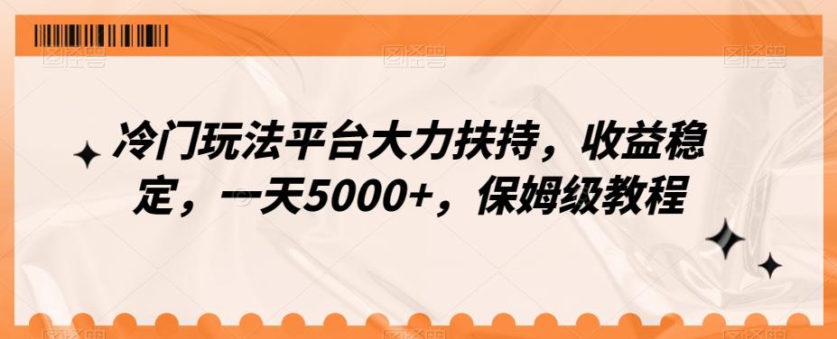 冷门玩法平台大力扶持，收益稳定，一天5000+，保姆级教程（附抖音7天起号法）-九洲网