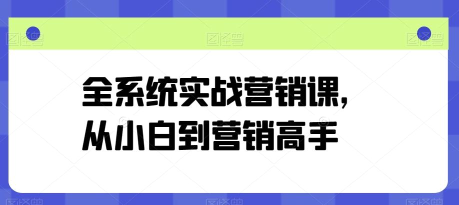全系统实战营销课，从小白到营销高手-九洲网
