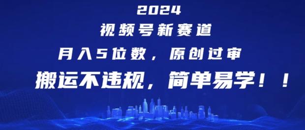 2024视频号新赛道，月入5位数+，原创过审，搬运不违规，简单易学【揭秘】-九洲网