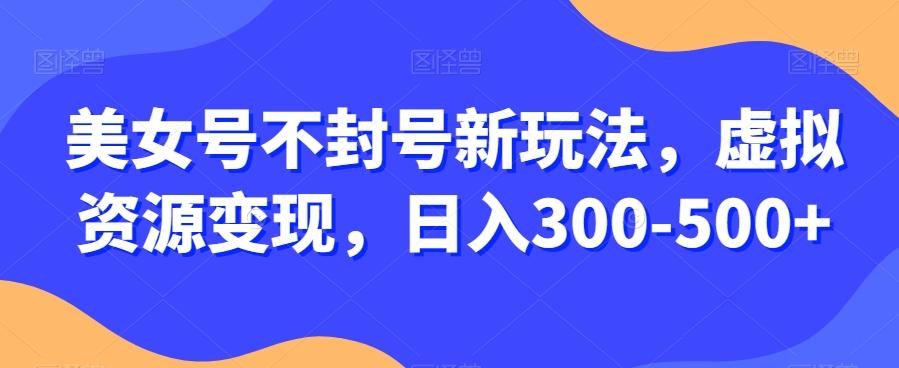 美女号不封号新玩法，虚拟资源变现，日入300-500+-九洲网
