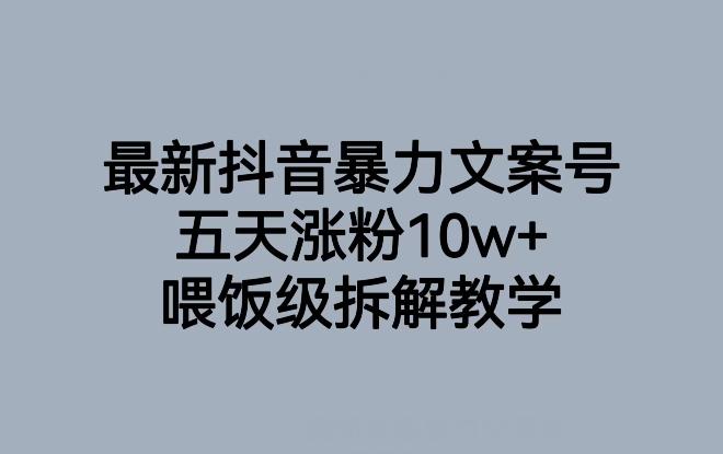 最新抖音暴力文案号，五天涨粉10w+，喂饭级拆解教学-九洲网