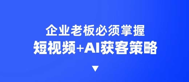 企业短视频AI获客霸屏流量课，6步短视频+AI突围法，3大霸屏抢客策略-九洲网