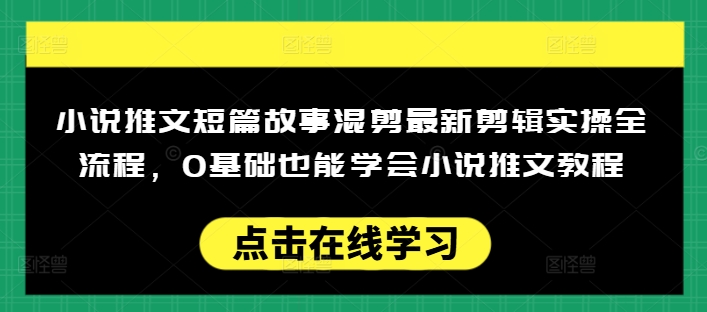 小说推文短篇故事混剪最新剪辑实操全流程，0基础也能学会小说推文教程，肯干多发日入多张-九洲网