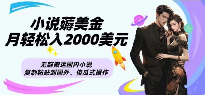 小说薅美金月轻松入2000美元项目、无脑搬运国内小说复制粘贴到国外、傻瓜式操作-九洲网