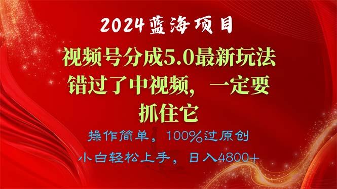 2024蓝海项目，视频号分成计划5.0最新玩法，错过了中视频，一定要抓住...-九洲网