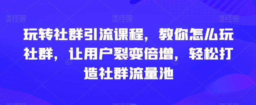 玩转社群引流课程，教你怎么玩社群，让用户裂变倍增，轻松打造社群流量池-九洲网