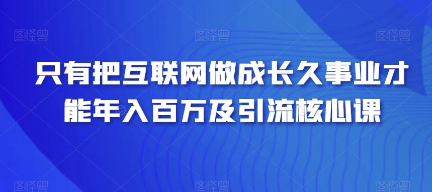 只有把互联网做成长久事业才能年入百万及引流核心课-九洲网