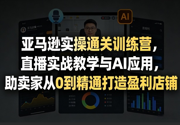亚马逊实操通关训练营，直播实战教学与AI应用，助卖家从0到精通打造盈利店铺(更新3月)-九洲网
