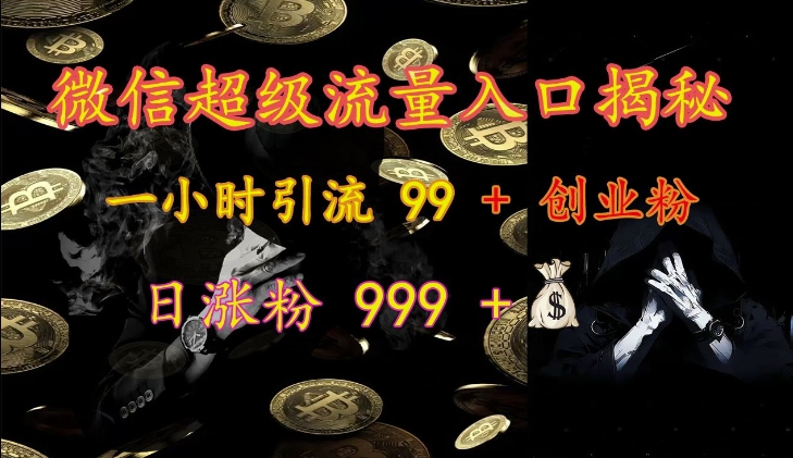 微信超级流量入口揭秘：一小时引流 99 + 创业粉，日涨粉 999 +-九洲网