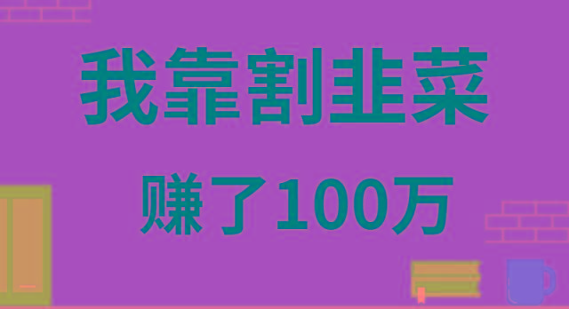 我靠割韭菜赚了 100 万-九洲网