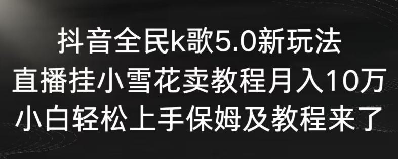 抖音全民k歌5.0新玩法，直播挂小雪花卖教程月入10万，小白轻松上手，保姆及教程来了【揭秘】-九洲网