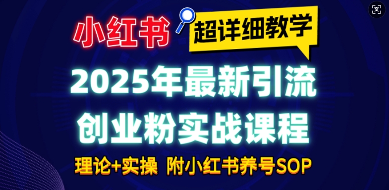 2025年最新小红书引流创业粉实战课程【超详细教学】小白轻松上手，月入1W+，附小红书养号SOP-九洲网