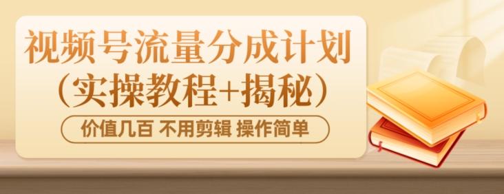 价值几百上千不用剪辑简单操作视频号流量分成计划（实操教程+揭秘）-九洲网