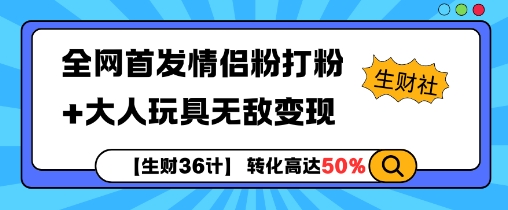 【生财36计】全网首发情侣粉打粉+大人玩具无敌变现-九洲网
