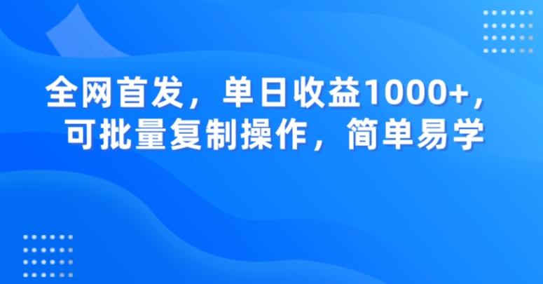 全网首发，单日收益1000+，可批量复制操作，简单易学【揭秘】-九洲网